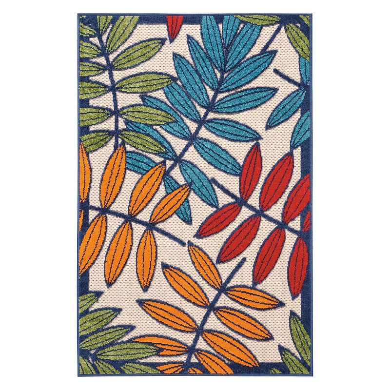 Nourison Aloha Indoor/Outdoor Tropical Botanical Multicolor 7  x 10  Area Rug  (7  x 10 )
