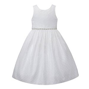 Girls 7-12 American Princess Rhinestone Waist Swiss Dot Dress