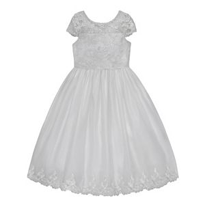 Girls 7-12 American Princess Cap Sleeve Embroidered Communion Dress