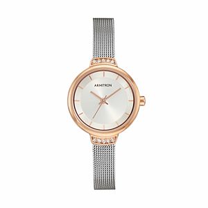 Armitron Women's Crystal Two Tone Stainless Steel Mesh Watch - 75/5476SVTR