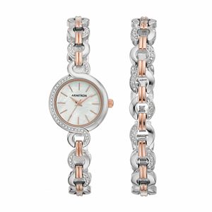 Armitron Women's Crystal Two Tone Stainless Steel Watch & Bracelet Set - 75/5485MPTRST