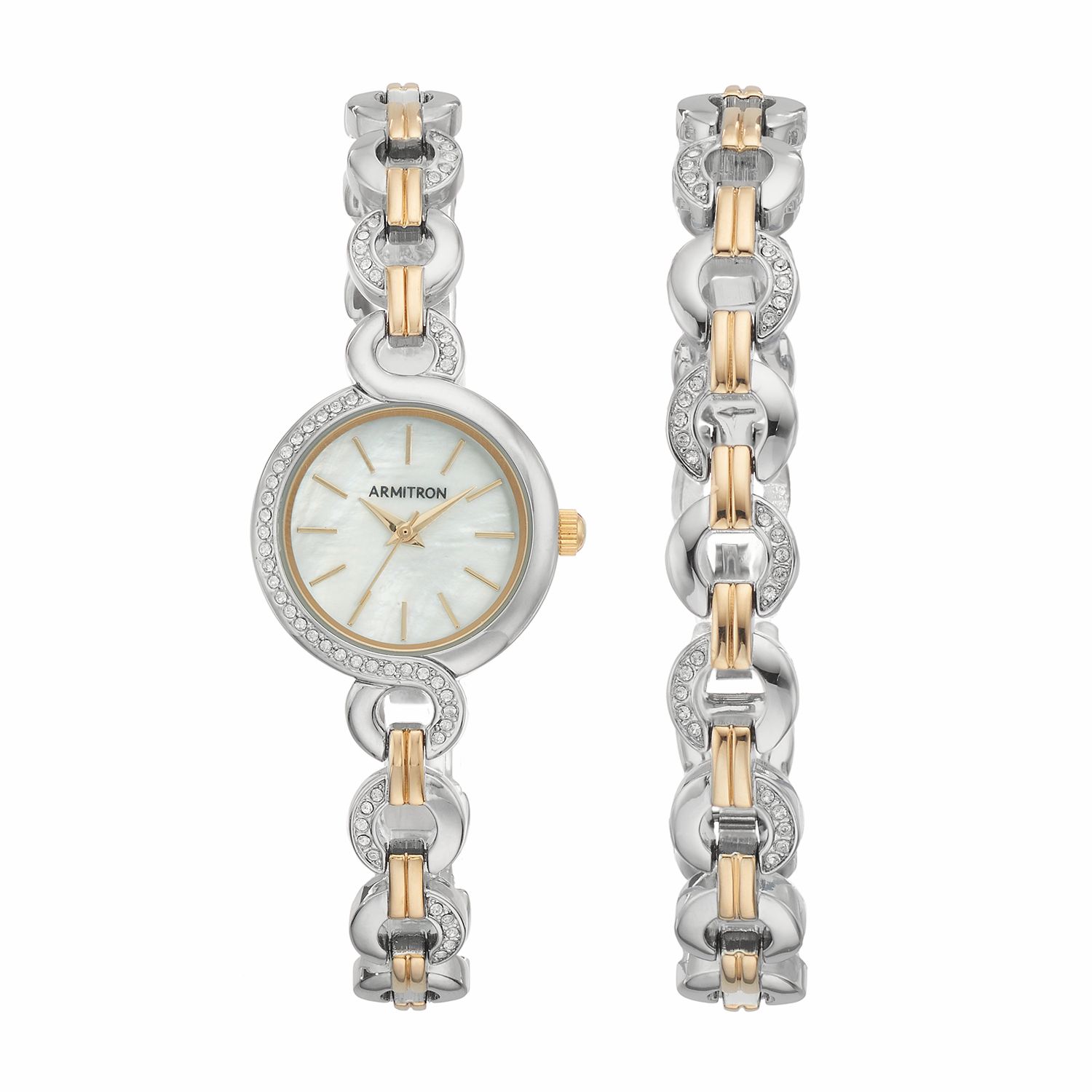 Crystal Two Tone Stainless Steel Watch 