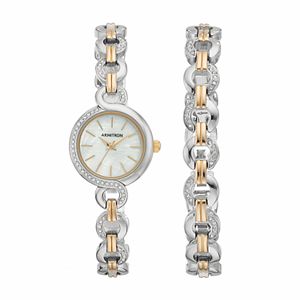 Armitron Women's Crystal Two Tone Stainless Steel Watch & Bracelet Set - 75/5485MPTTST