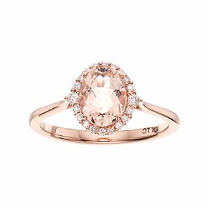 LC Lauren Conrad 10k Rose Gold Morganite & 1/8 Carat T.W. Diamond Oval Halo Ring