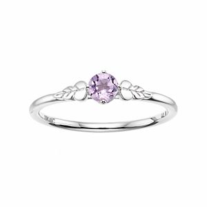LC Lauren Conrad 10k White Gold Amethyst Leaf Ring