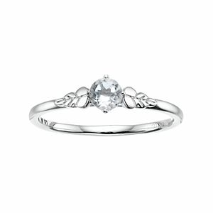 LC Lauren Conrad 10k White Gold Green Quartz Leaf Ring