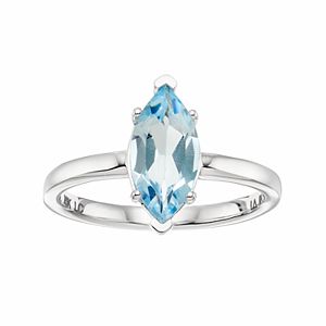 LC Lauren Conrad 10k White Gold Blue Topaz Marquise Ring