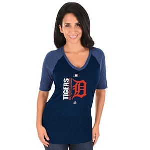 Women's Majestic Detroit Tigers AC Team Icon Raglan Tee