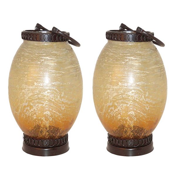 Pomeroy Sunset 15in. Indoor / Outdoor Lantern Table Decor 2piece Set