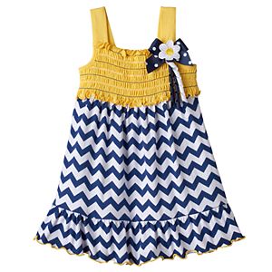 Baby Girl Sophie Rose Smocked Chevron Dress