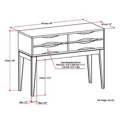 Simpli Home Harper 4-Drawer Console Table