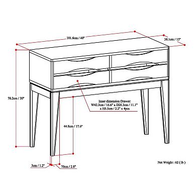 Simpli Home Harper 4-Drawer Console Table  