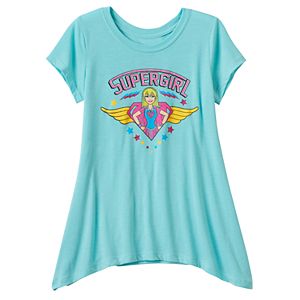 Girls 7-16 DC Comics Super Hero Girls Supergirl Sharkbite Hem Graphic Tee