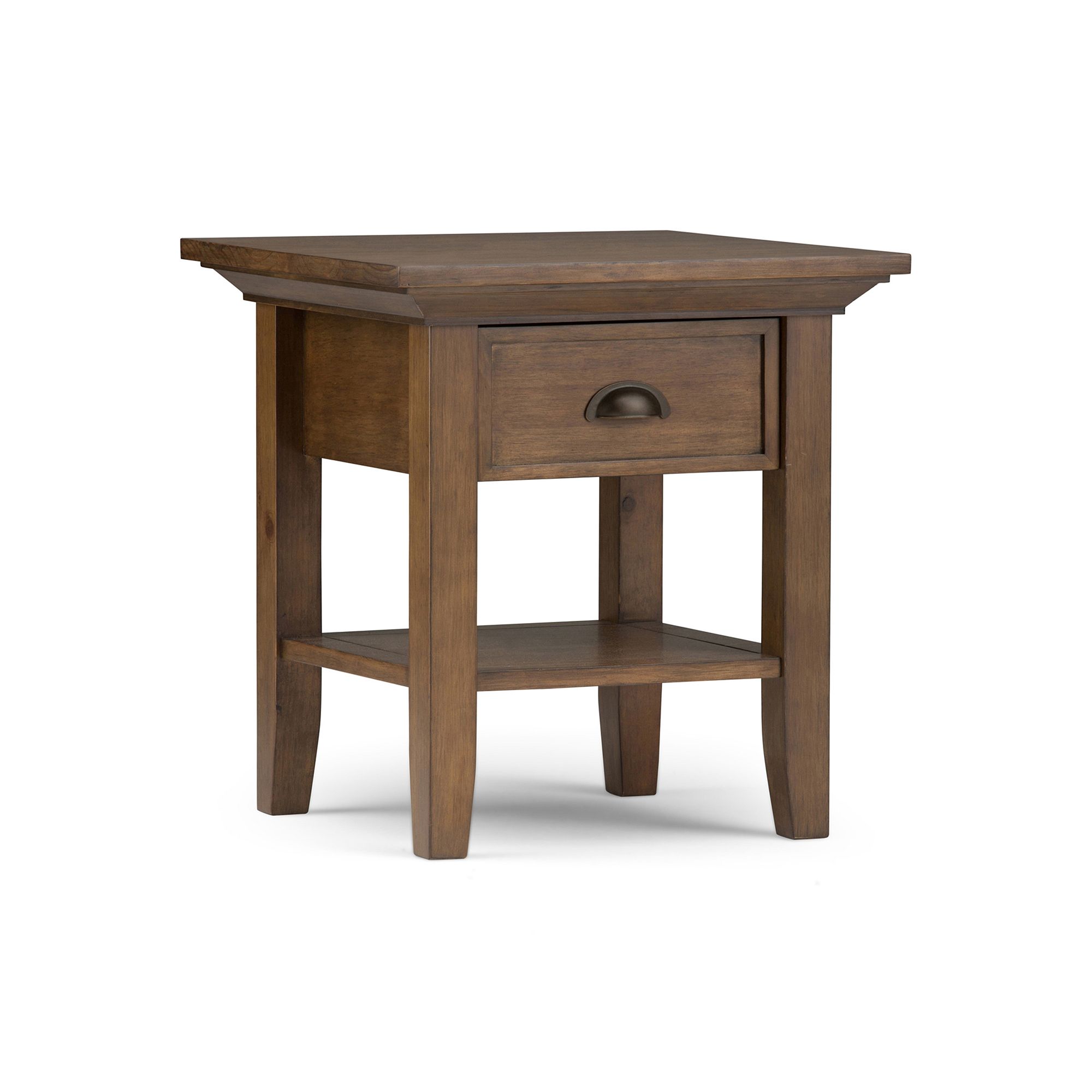 Simpli Home Redmond 1-Drawer End Table, Rustic Natural Brown