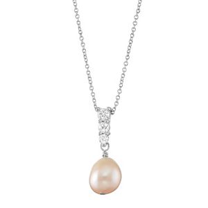 Lily & Lace Silver Tone Dyed Freshwater Cultured Pearl & Cubic Zirconia Drop Pendant