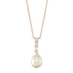 Lily & Lace 14k Rose Gold Plated Freshwater Cultured Pearl & Cubic Zirconia Drop Pendant