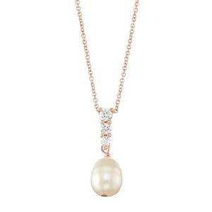 Lily & Lace 14k Rose Gold Plated Freshwater Cultured Pearl & Cubic Zirconia Drop Pendant