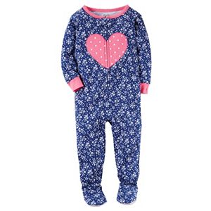 Baby Girl Carter's Print Applique Footed Pajamas