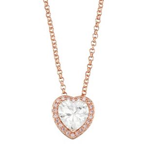 Lily & Lace 14k Rose Gold Plated Cubic Zirconia Heart Halo Pendant