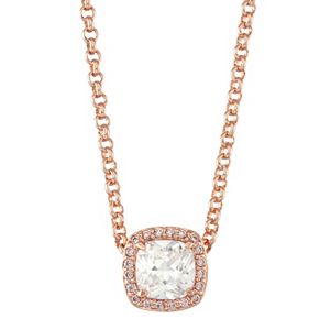 Lily & Lace 14k Rose Gold Plated Cubic Zirconia Square Halo Pendant