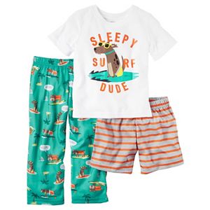 Baby Boy Carter's Graphic Tee, Striped Shorts & Print Pants Pajama Set