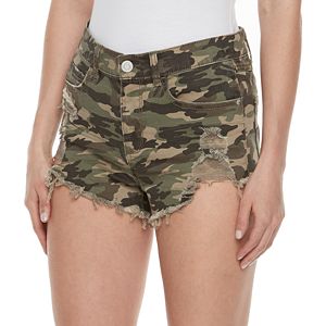 Juniors' Mudd® Ripped Camouflage Shortie Shorts