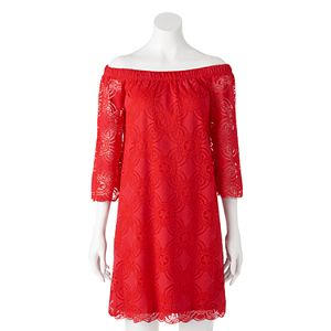 Women's Tiana B Off-the-Shoulder Red Lace Dress