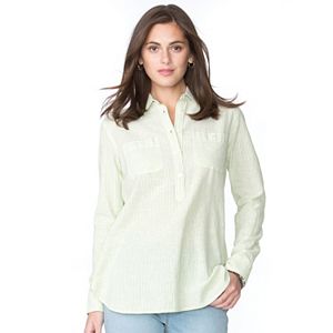 Women's Chaps Striped Linen Blend Shirt