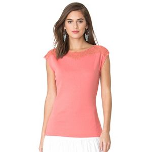 Women's Chaps Lace-Yoke Boatneck Tee