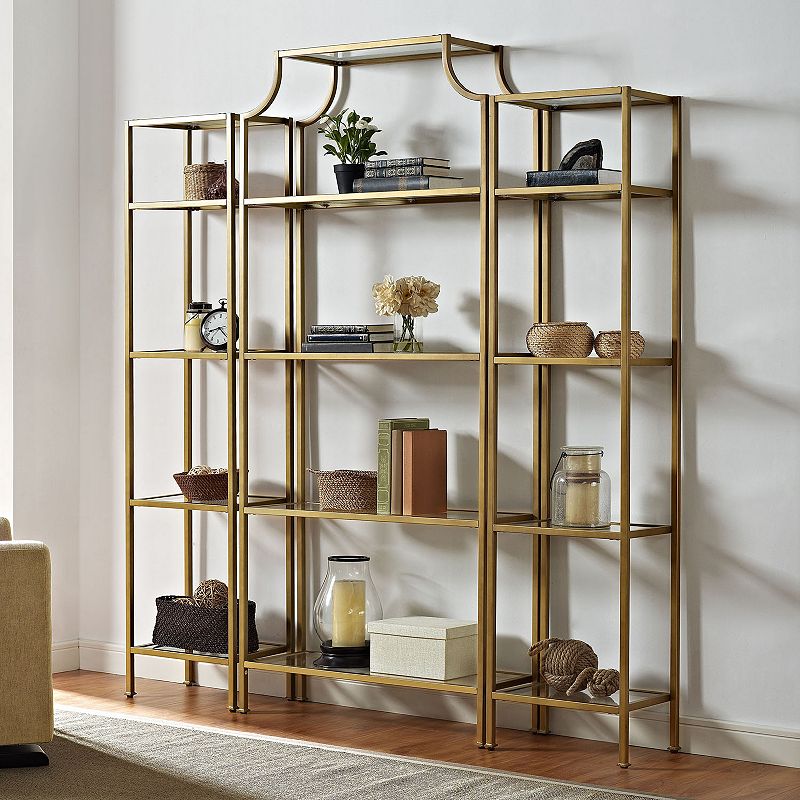 Crosley Furniture Aimee Bookshelf Shelving Unit 3-piece Set, Gold