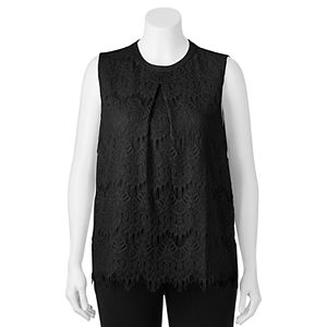 Juniors' Plus Size HeartSoul Lace Overlay Tank
