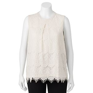 Juniors' Plus Size HeartSoul Lace Overlay Tank