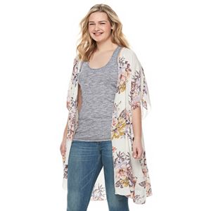 Juniors' Plus Size HeartSoul Floral Kimono