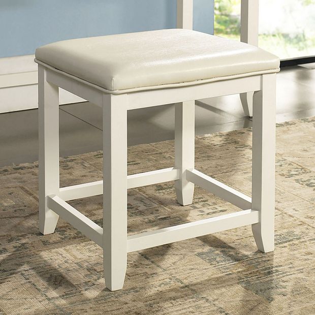 White leather vanity stool hot sale