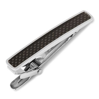 Men's Cuff Links, Inc. Black Carbon Fiber Stainless Steel Tie Clip