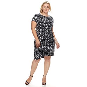 Plus Size Suite 7 Abstract Ruched Sheath Dress