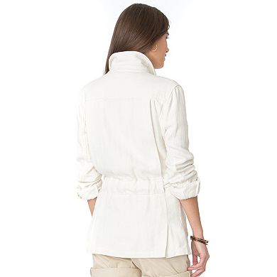 Women's Chaps Belted Linen Blend Jacket