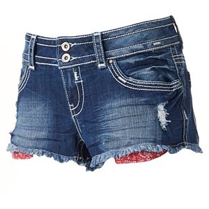 Juniors' Almost Famous Exposed Pocket Shortie Jean Shorts