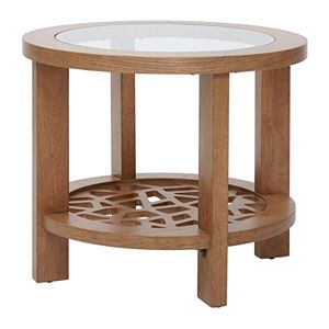 INK+IVY Crackle Round End Table