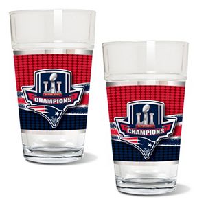 New England Patriots Super Bowl LI Champions Pint Glass Set