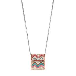 Mudd® Long Beaded & Sequined Pouch Necklace
