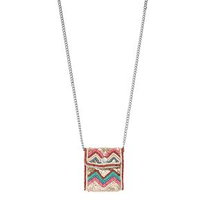 Mudd® Long Beaded & Sequined Pouch Necklace