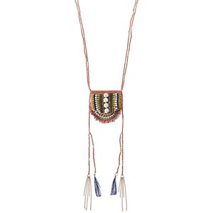 Mudd® Long Beaded Double Strand Pouch Necklace