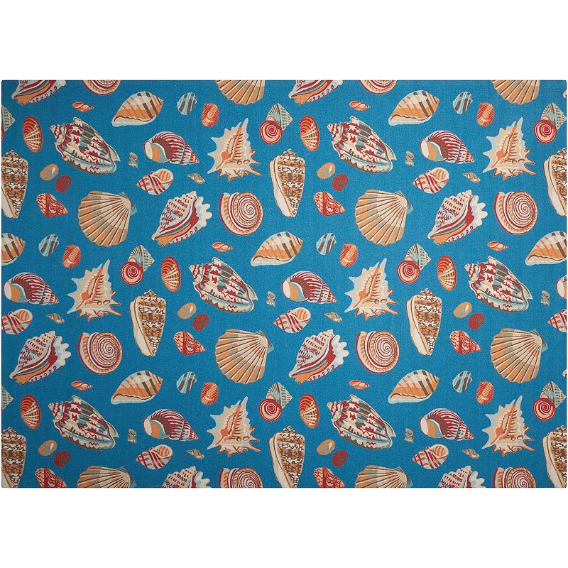 Waverly Sun N' Shade Abstract Shells Indoor Outdoor Rug, Blue, 5X7.5 Ft