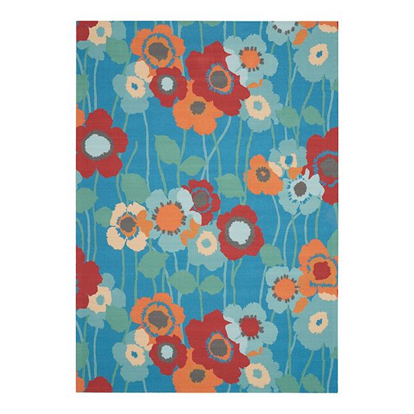 Waverly Sun N' Shade Pick A Poppy Floral Indoor Outdoor Rug