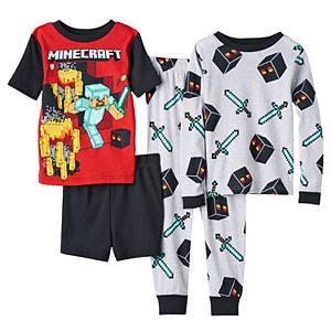 Boys 4-12 Minecraft 4-Piece Pajama Set