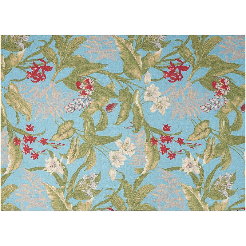 Waverly Sun N' Shade Wailea Coast Floral Indoor Outdoor Rug, Turquoise/Blue, 5X7.5 Ft