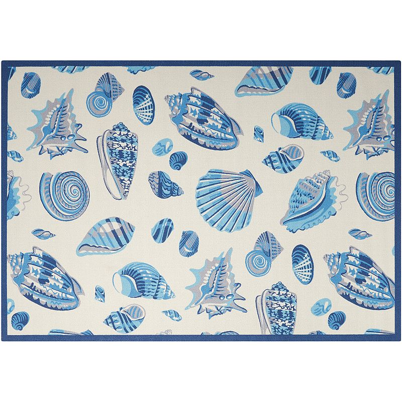 Waverly Sun N' Shade Low Tide Shell Indoor Outdoor Rug, White, 8X11 Ft