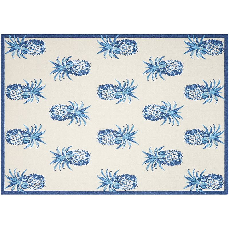 Waverly Sun N' Shade Pineapple Grove Indoor Outdoor Rug, White, 5X7.5 Ft