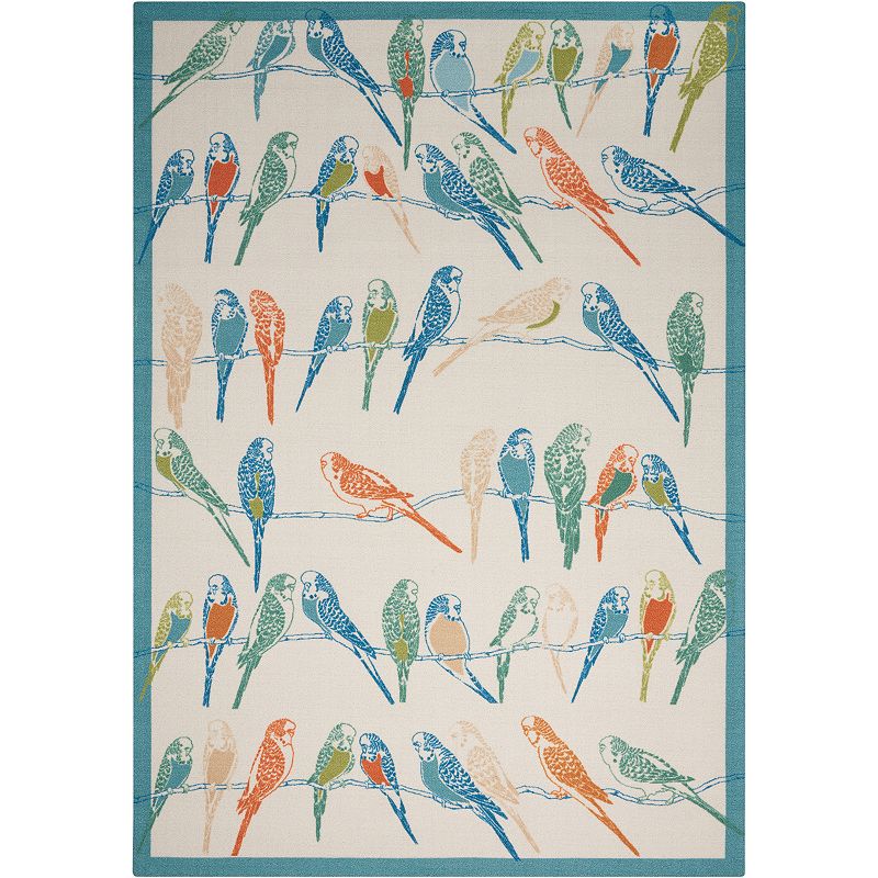 Waverly Sun N' Shade Retweet Bird Indoor Outdoor Rug, Multicolor, 5X7.5 Ft